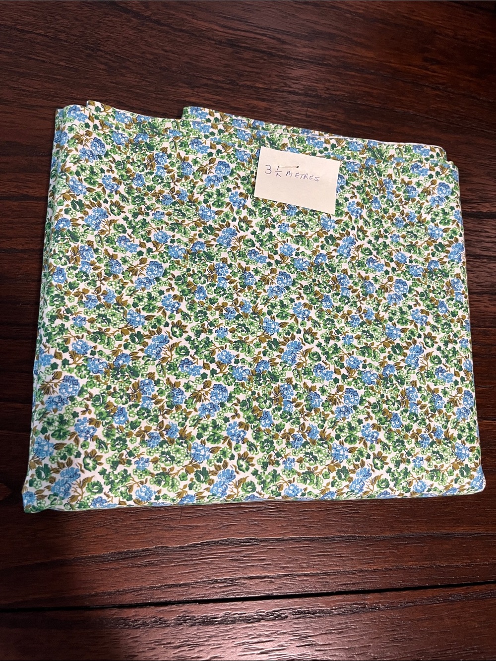 Sewing Fabric for Quilting or Crafts 3.5m Floral Blue Green Vintage